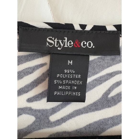 Style & Co Women’s Animal Print Dress Medium Zebra Flow stretchy long sleeve - Picture 3 of 5